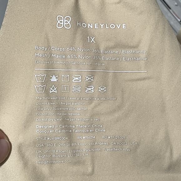 Honeylove Crossover Wireless Bra Size 1X Beige Mesh Comfort Stretch Coverage - Picture 2 of 5